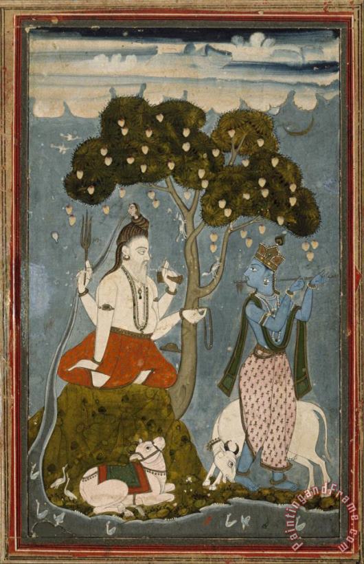 Artist, maker unknown, India Shiva And Krishna Art Painting
