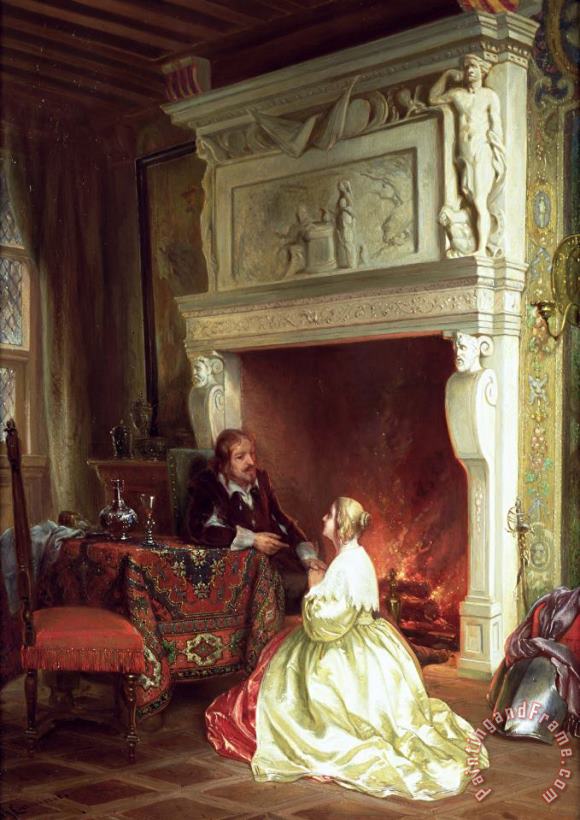 Figures in an Interior painting - Ary Johannes Lamme Figures in an Interior Art Print
