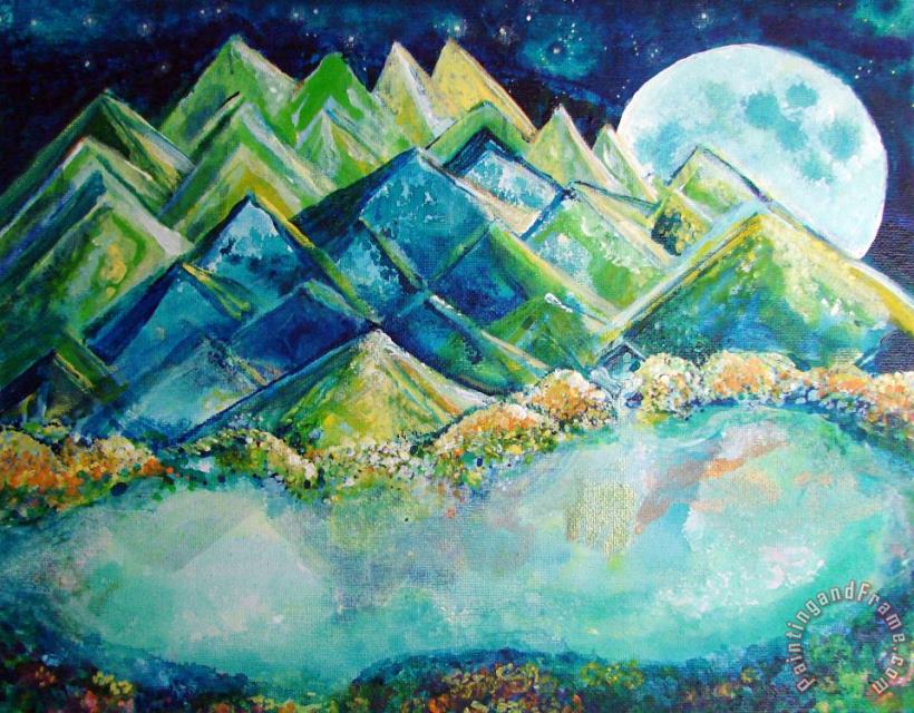 Ashleigh Dyan Moore Lake by the Moon Light Art Painting