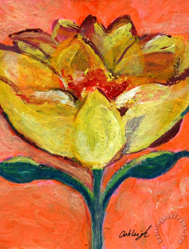 One Yellow Flower and Pinky Peach Behind painting - Ashleigh Dyan Moore One Yellow Flower and Pinky Peach Behind Art Print