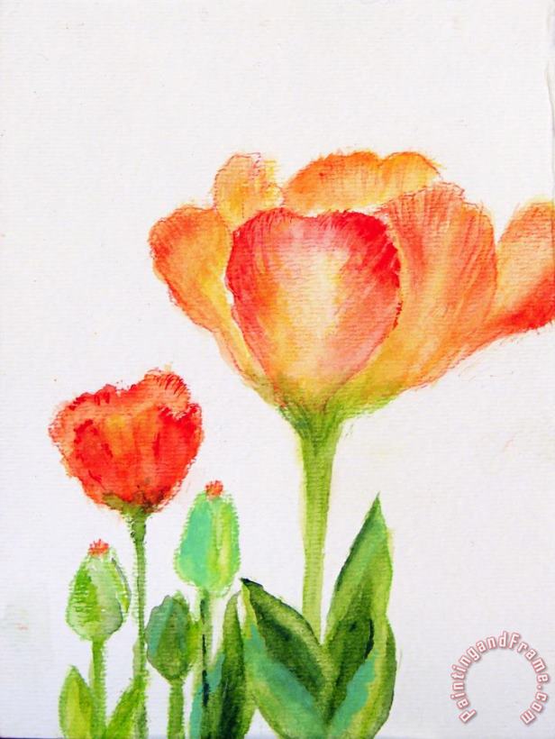 Tulips Orange and Red painting - Ashleigh Dyan Moore Tulips Orange and Red Art Print