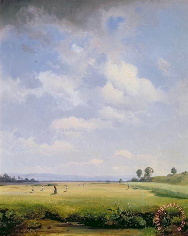 August Albert Zimmermann Haymaking Art Painting
