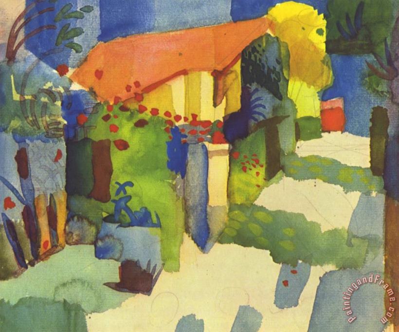 August Macke House In The Garden Art Print