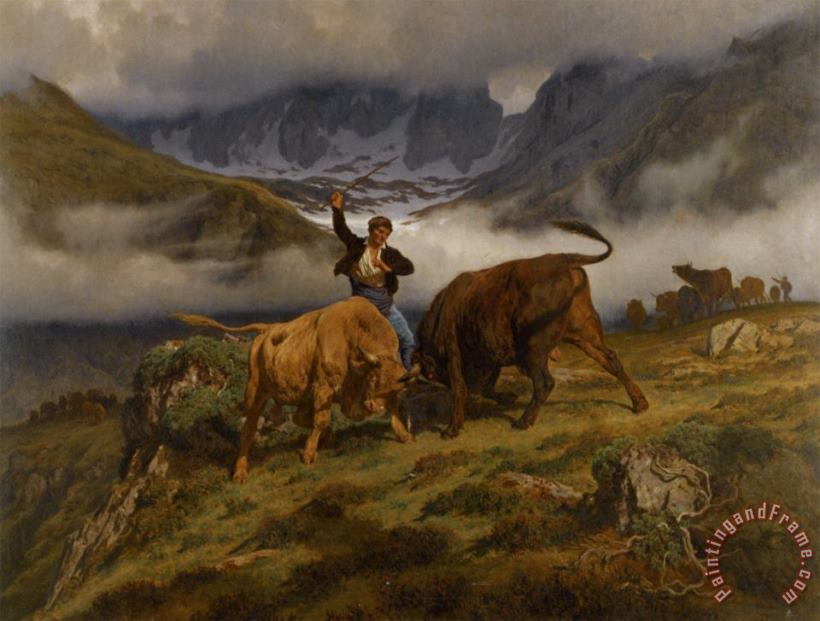 Auguste Bonheur Le Combat Souvenir Des Pyrenees Art Painting