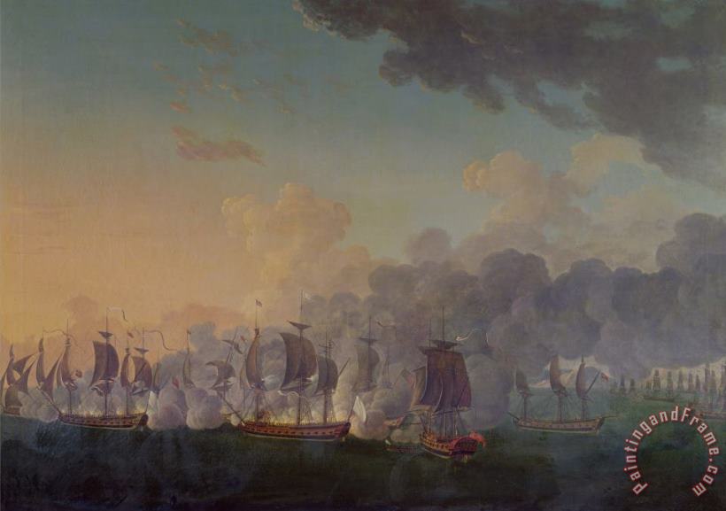 The Battle of Louisbourg on the 21st July 1781 painting - Auguste Rossel De Cercy The Battle of Louisbourg on the 21st July 1781 Art Print