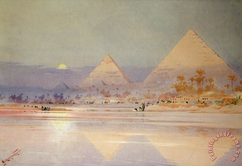 Augustus Osborne Lamplough The Pyramids at dusk Art Print