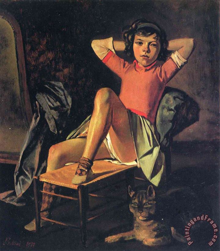 Balthasar Klossowski De Rola Balthus Girl And Cat 1937 Art Print