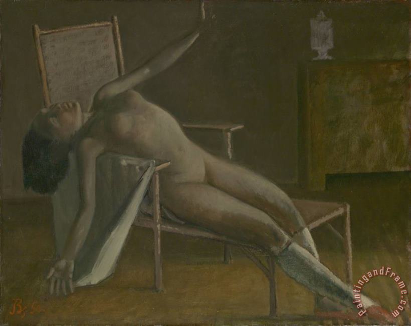 Nude on a Chaise Longue 1950 painting - Balthasar Klossowski De Rola Balthus Nude on a Chaise Longue 1950 Art Print