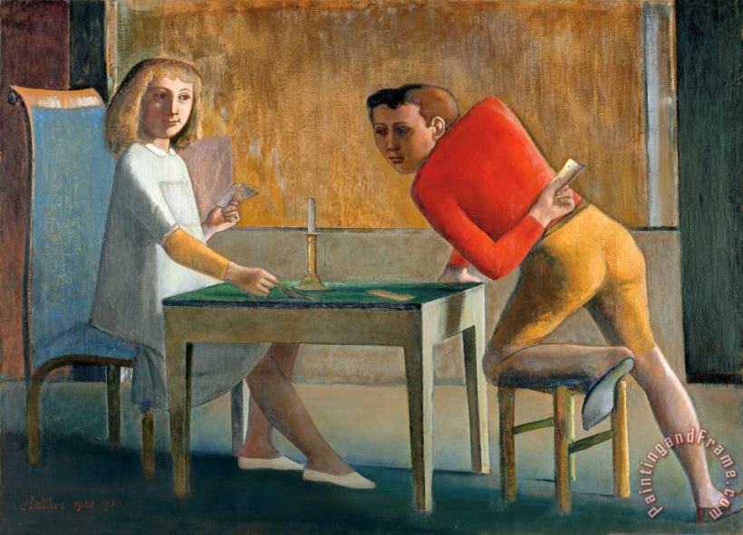 The Cardgame 1950 painting - Balthasar Klossowski De Rola Balthus The Cardgame 1950 Art Print