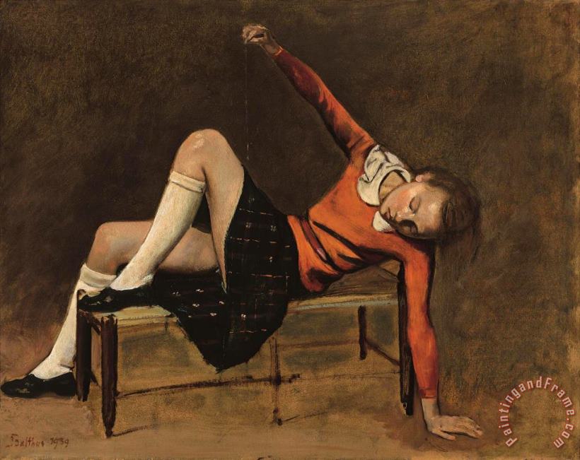 Balthasar Klossowski De Rola Balthus Therese on a Bench Seat, 1939 Art Painting