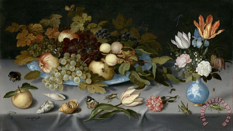 Balthasar Van Der Ast Still Life with Fruits And Flowers Art Painting