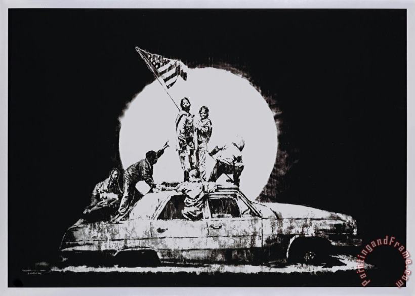 Banksy Flag (silver), 2006 Art Painting
