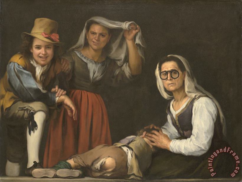 Four Figures on a Step painting - Bartolome Esteban Murillo Four Figures on a Step Art Print
