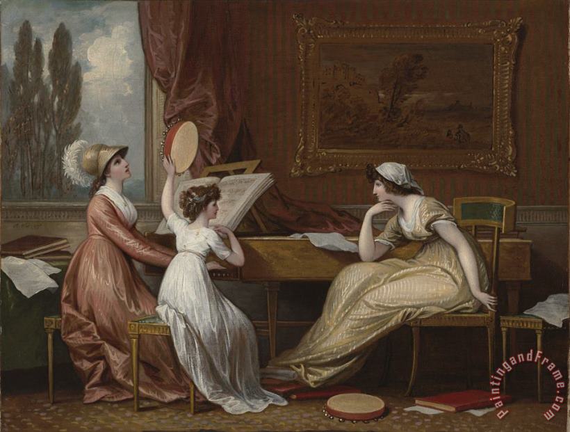 Three Ladies Making Music painting - Benjamin West Three Ladies Making Music Art Print