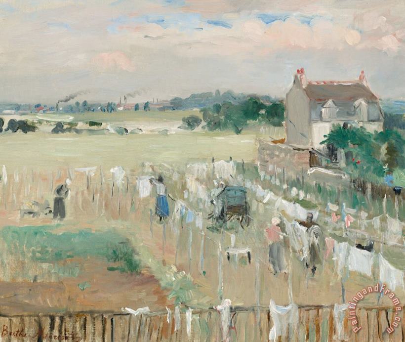 Berthe Morisot Hanging The Laundry Out To Dry Art Print
