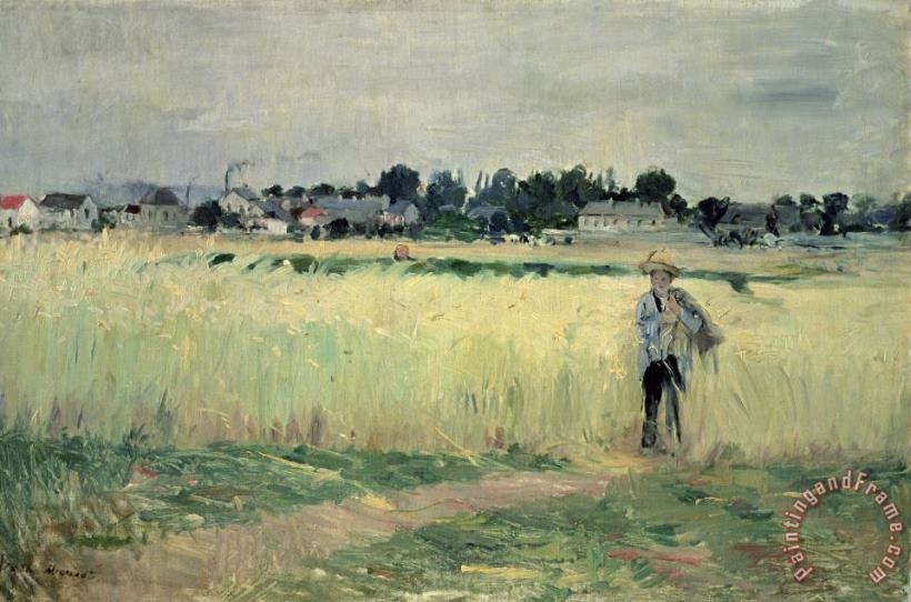 In the Wheatfield at Gennevilliers painting - Berthe Morisot In the Wheatfield at Gennevilliers Art Print