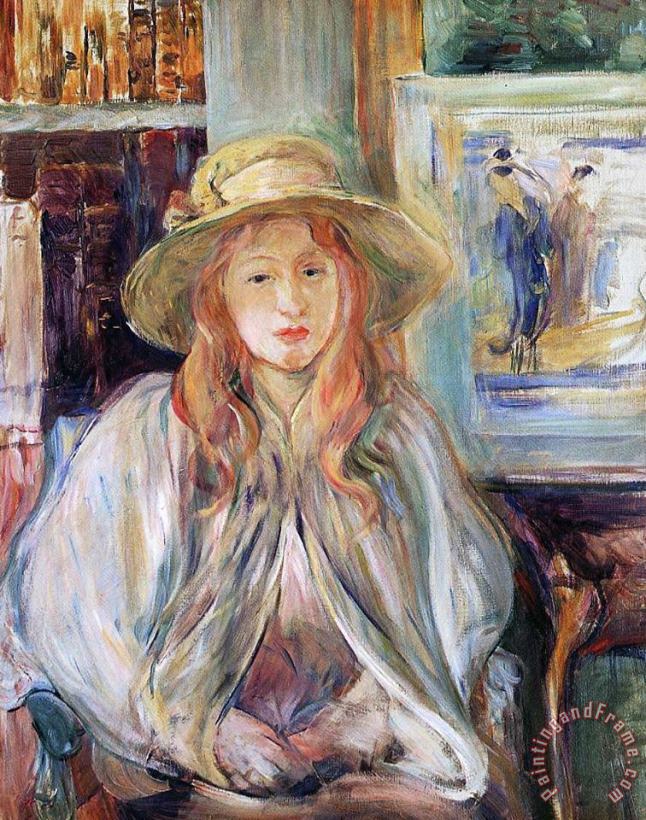 Julie Manet With A Straw Hat painting - Berthe Morisot Julie Manet With A Straw Hat Art Print