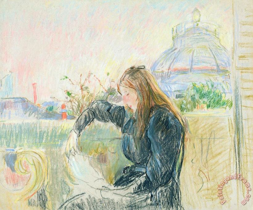 On The Balcony painting - Berthe Morisot On The Balcony Art Print