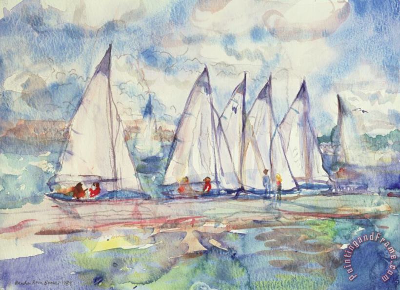 Brenda Brin Booker Blue Sailboats Art Painting