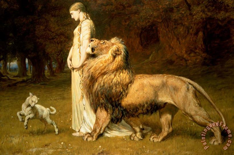 Briton Riviere Una And Lion From Spensers Faerie Queene Art Painting
