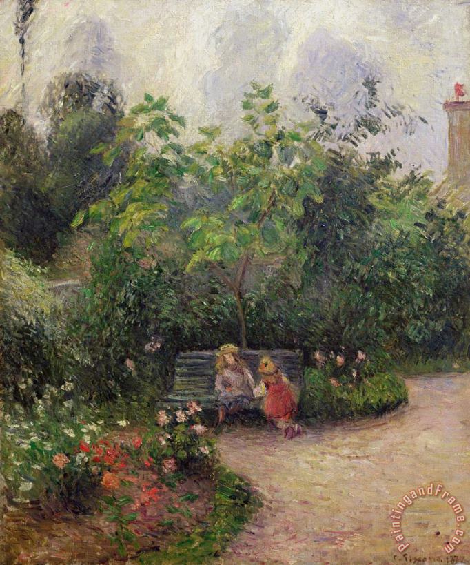 A Corner of The Garden at The Hermitage, Pontoise painting - Camille Pissarro A Corner of The Garden at The Hermitage, Pontoise Art Print