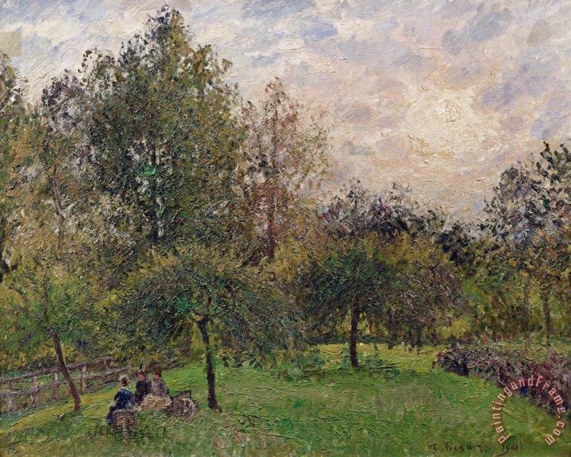 Camille Pissarro Apple Trees and Poplars in the Setting Sun Art Painting