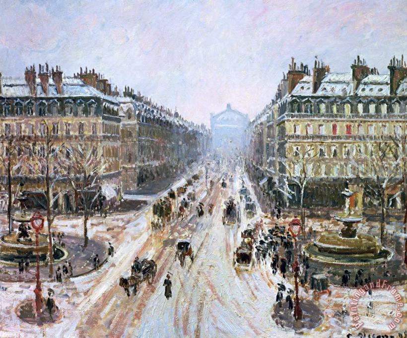 Camille Pissarro Avenue de l'Opera - Effect of Snow Art Painting