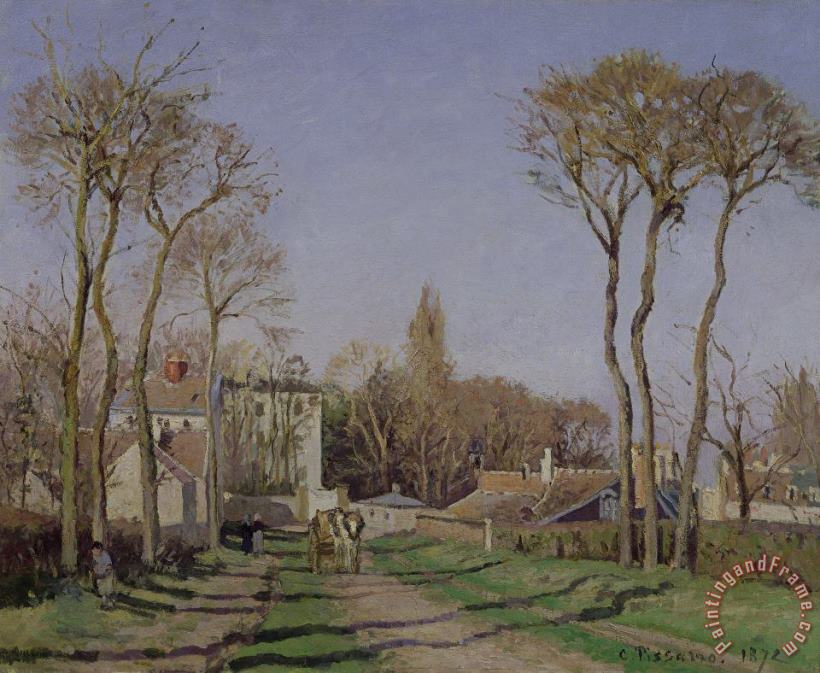 Entrance to the Village of Voisins painting - Camille Pissarro Entrance to the Village of Voisins Art Print