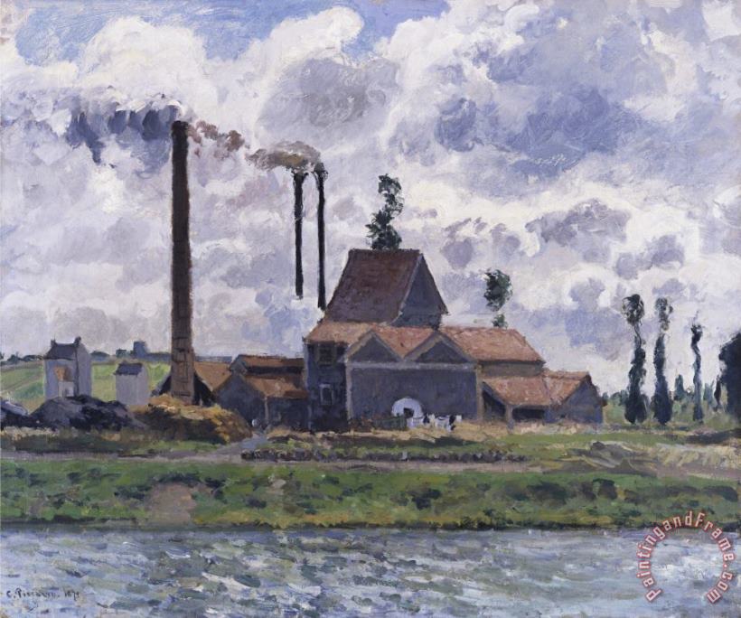 Factory Near Pontoise painting - Camille Pissarro Factory Near Pontoise Art Print