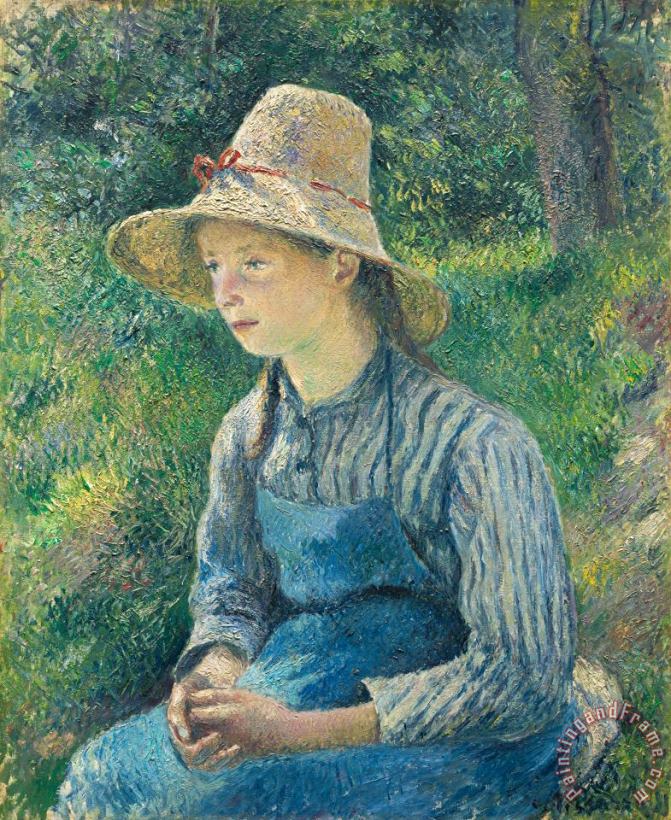 Peasant Girl With A Straw Hat painting - Camille Pissarro Peasant Girl With A Straw Hat Art Print