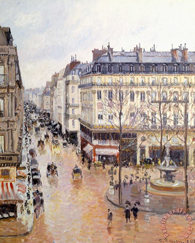 Camille Pissarro Rue Saint Honore Afternoon Rain Effect Art Painting