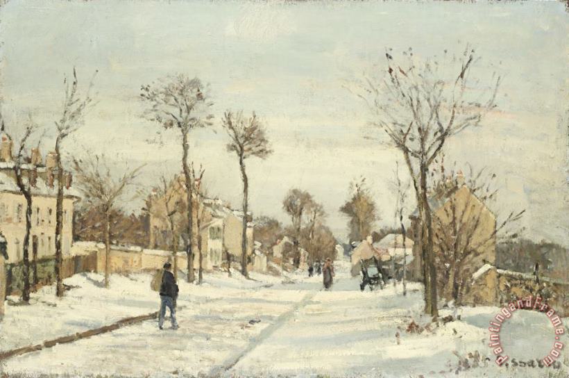 Snowy Road, Louveciennes painting - Camille Pissarro Snowy Road, Louveciennes Art Print