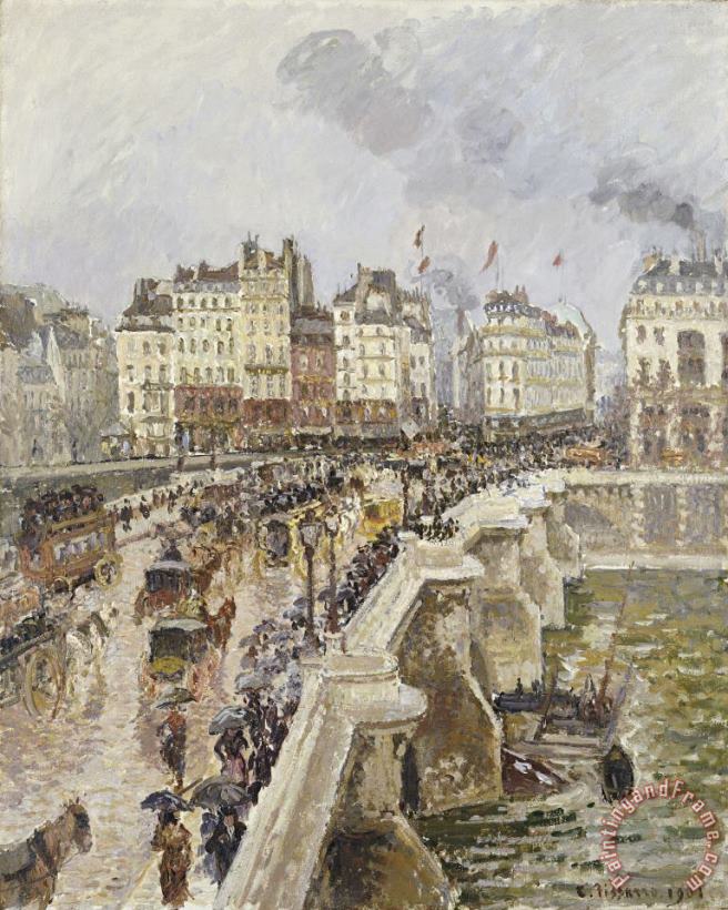 The Pont Neuf on a Rainy Afternoon painting - Camille Pissarro The Pont Neuf on a Rainy Afternoon Art Print