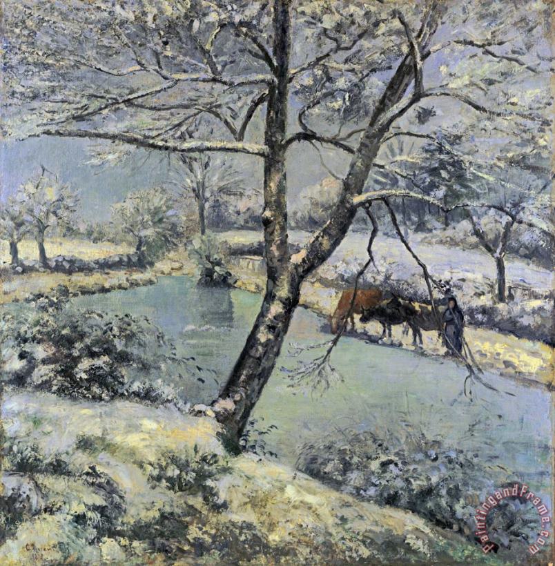 Winter at Montfoucault with Snow painting - Camille Pissarro Winter at Montfoucault with Snow Art Print