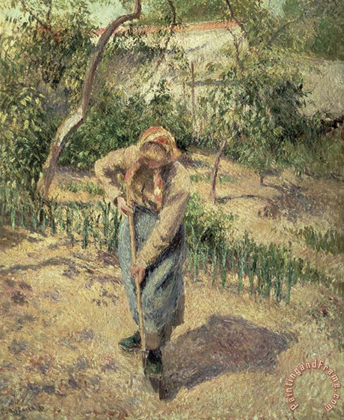 Woman Digging in an Orchard painting - Camille Pissarro Woman Digging in an Orchard Art Print