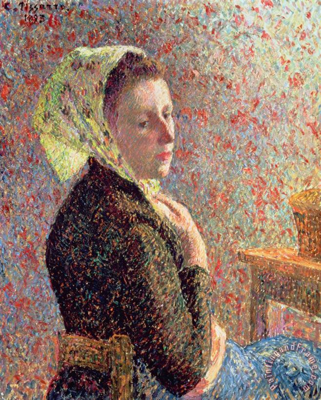 Camille Pissarro Woman wearing a green headscarf Art Painting