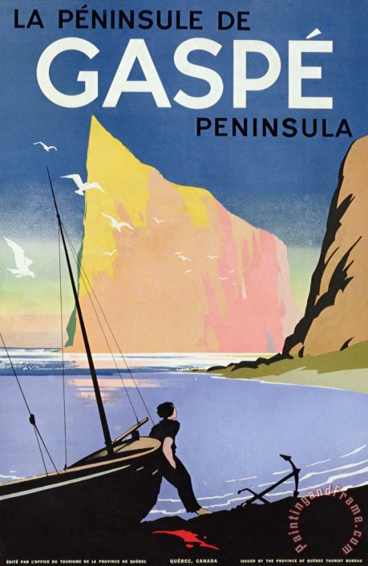 Poster Advertising The Gaspe Peninsula Quebec Canada painting - Canadian School Poster Advertising The Gaspe Peninsula Quebec Canada Art Print