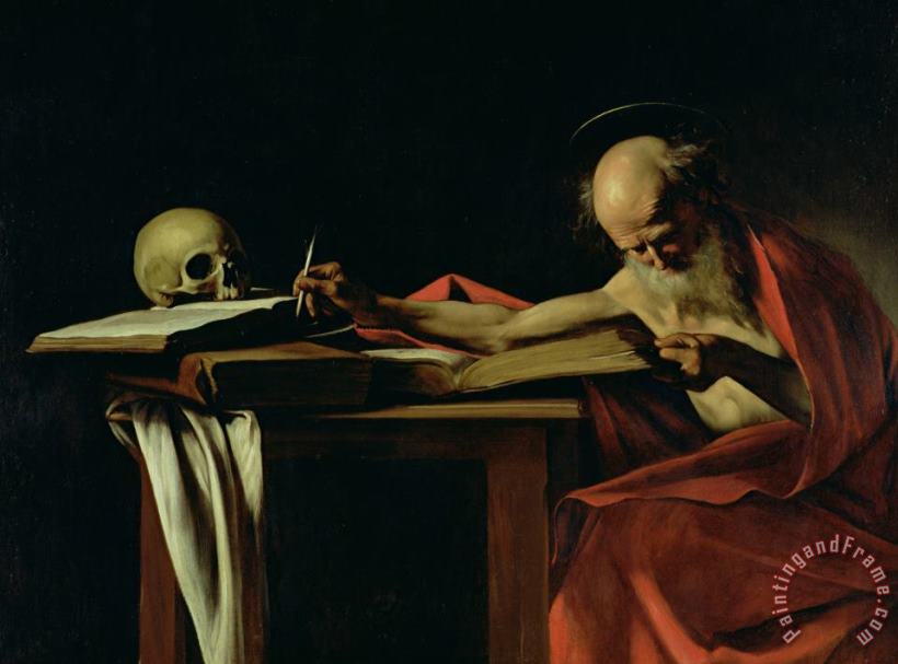 Saint Jerome Writing painting - Caravaggio Saint Jerome Writing Art Print