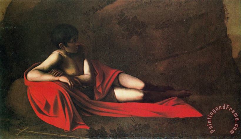 St John Reclining painting - Caravaggio St John Reclining Art Print