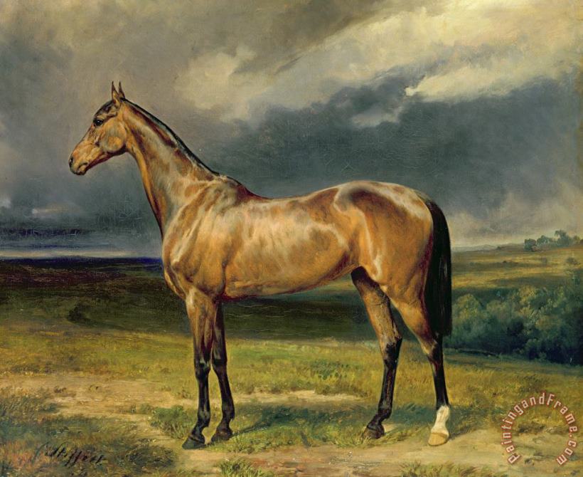 Abdul Medschid the chestnut arab horse painting - Carl Constantin Steffeck Abdul Medschid the chestnut arab horse Art Print