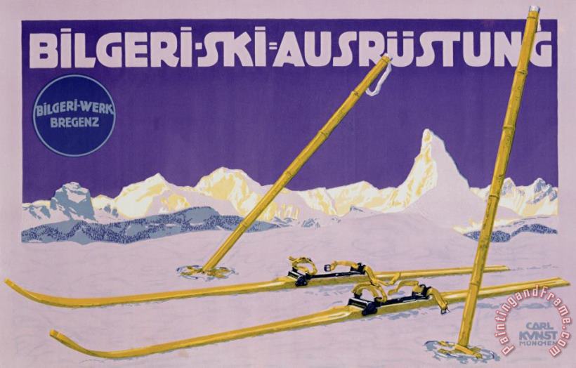 Advertisement For Skiing In Austria painting - Carl Kunst Advertisement For Skiing In Austria Art Print