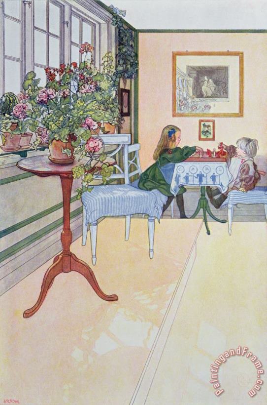 A Game Of Chess painting - Carl Larsson A Game Of Chess Art Print