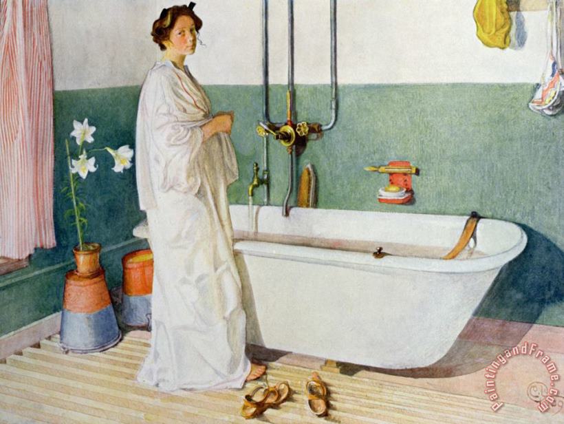 Carl Larsson Bathroom Scene Lisbeth Art Print