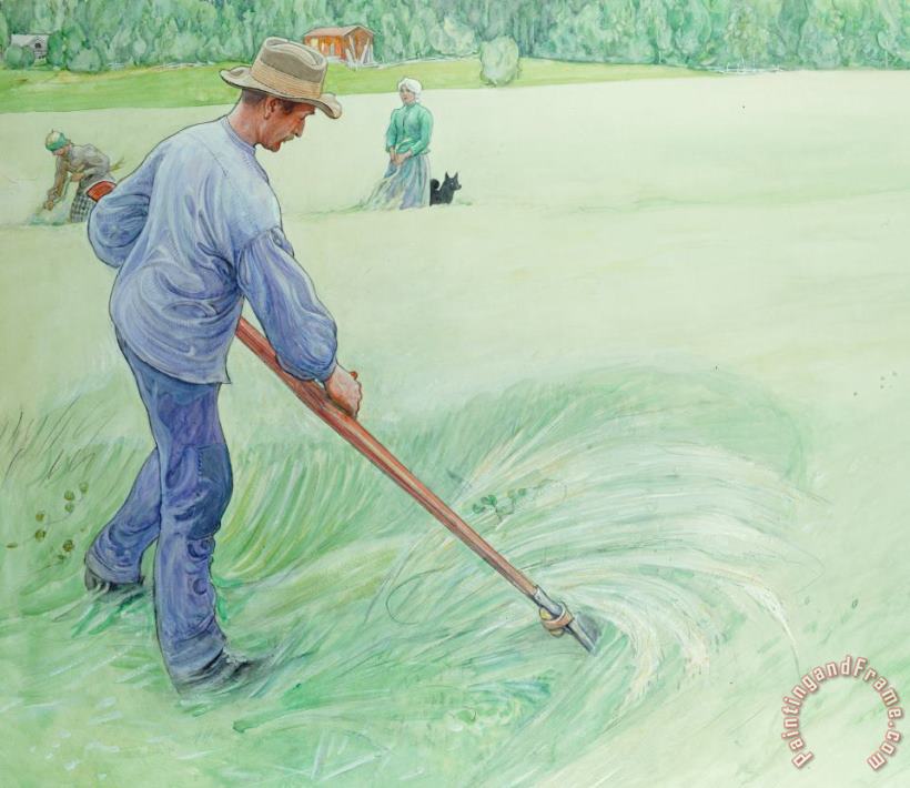 Harvesters painting - Carl Larsson Harvesters Art Print