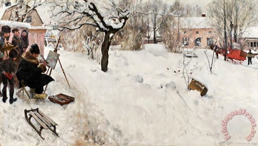 Open Air Painter. Winter Motif From Asogatan 145, Stockholm painting - Carl Larsson Open Air Painter. Winter Motif From Asogatan 145, Stockholm Art Print