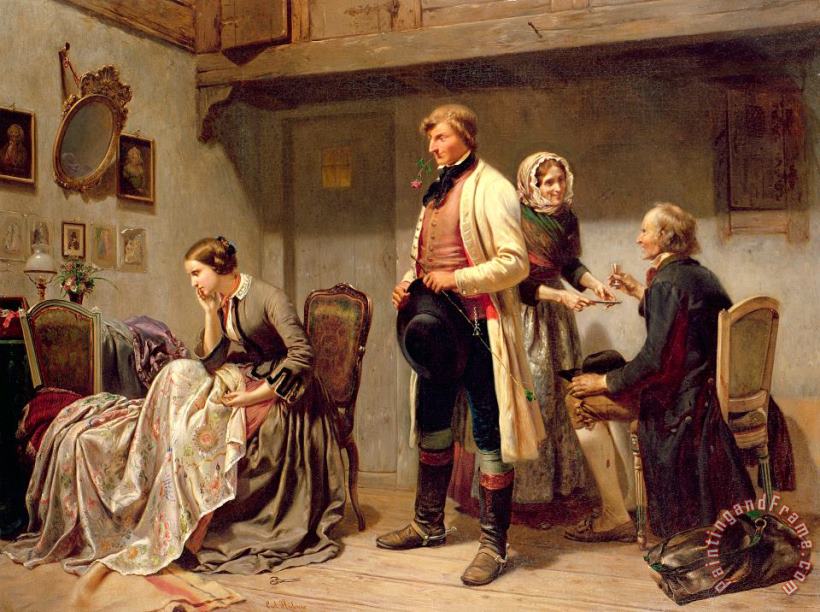 A toast to the engaged couple painting - Carl Wilhelm Huebner A toast to the engaged couple Art Print