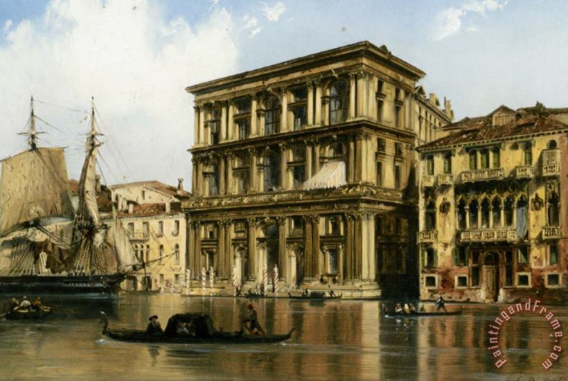 Carlo Bossoli On The Grand Canal Venice Art Print