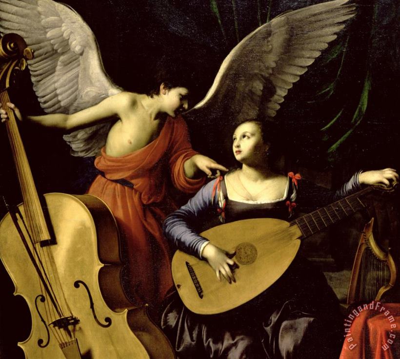 Saint Cecilia And The Angel painting - Carlo Saraceni Saint Cecilia And The Angel Art Print