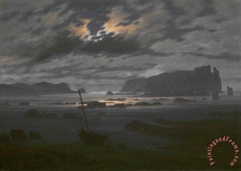 Caspar David Friedrich Northern Sea in The Moonlight Art Painting