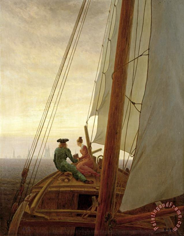 Caspar David Friedrich On Board a Sailing Ship Art Painting